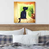 Kitty in the Window キャンバスプリント (インサイチュ (寝室))