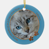 Kitty Keepsake Blue Christmas Photo Ornament セラミックオーナメント (正面)