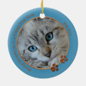 Kitty Keepsake Blue Christmas Photo Ornament セラミックオーナメント (裏面)