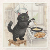 KItty Kichen Black Cat, Glass Coaster ガラスコースター (正面)