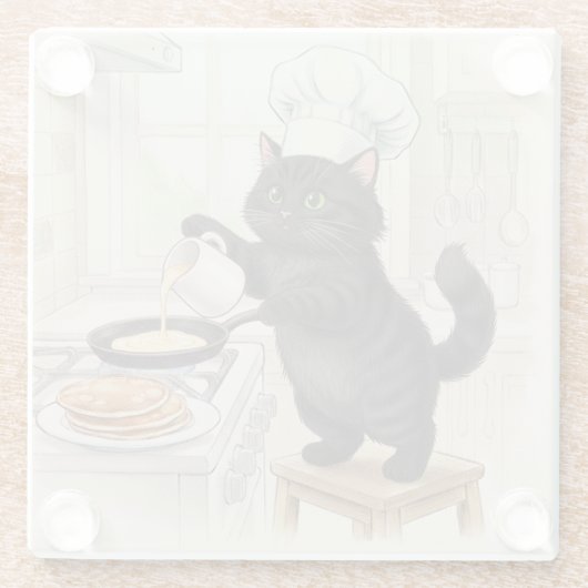 KItty Kichen Black Cat, Glass Coaster ガラスコースター (裏面)