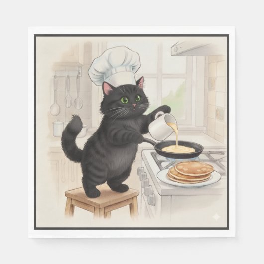 KItty Kichen Black Cat, Napkins スタンダードランチョンナプキン (正面)