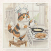 Kitty Kitchen, Calico, Glass Coaster ガラスコースター (正面)