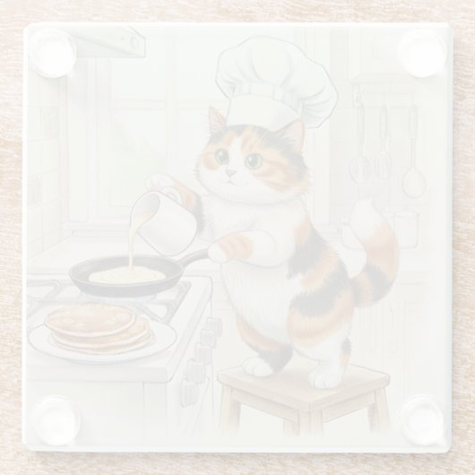 Kitty Kitchen, Calico, Glass Coaster ガラスコースター (裏面)