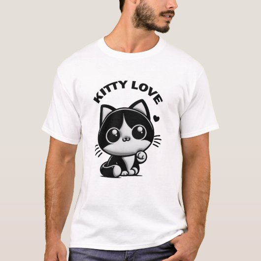 Kitty Love: Noir Cute Kitten Tシャツ (正面)