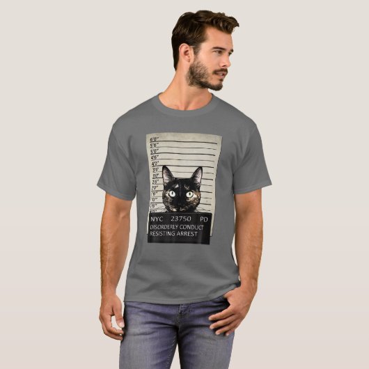 Kitty Mugshot Feline Cat Criminal Jail Prison Arre Tシャツ (正面フル)