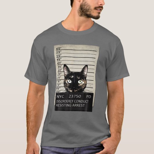 Kitty Mugshot Feline Cat Criminal Jail Prison Arre Tシャツ (正面)