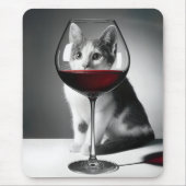 Kitty Peeking Through a Wine Glass マウスパッド (正面)