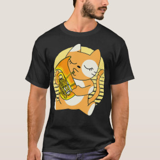 Kitty Playing Euphonium Instrument Musician Pet Tシャツ