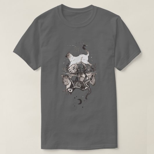 Kitty Skeleton Halloween Tシャツ (デザイン正面)