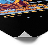 Kitty skiing down a snowy slope funny  ポスター (角)