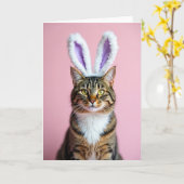 Kitty With Ear Fluffs Portrait Card カード (黄色い花)