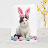 Kitty With Ears Headband Card カード (黄色い花)