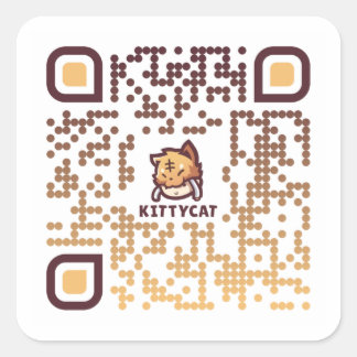 KittyCat QRコード – 20ステッカーシート1 1/2" （白） スクエアシール