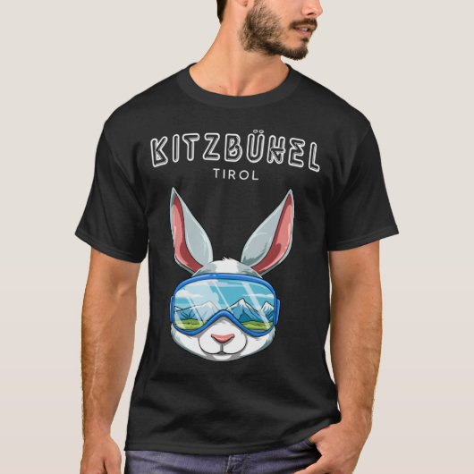 Kitzbühel Tirol Austria Retro Ski Rabbit Tシャツ (正面)
