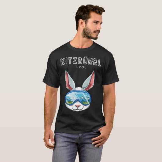 Kitzbühel Tirol Austria Retro Ski Rabbit Tシャツ (正面フル)