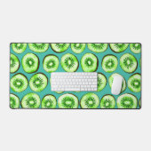 Kiwiスライスのターコイズ デスクマット (キーボード&マウス)