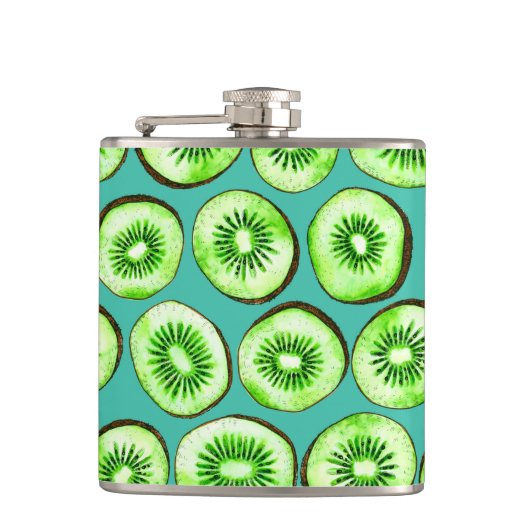 Kiwiスライスのターコイズ フラスク (正面)