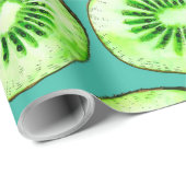 Kiwiスライスのターコイズ ラッピングペーパー (ロールコーナー)