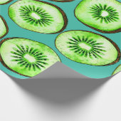 Kiwiスライスのターコイズ ラッピングペーパー (角)