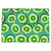 Kiwiスライスのターコイズ ラージペーパーバッグ (正面)
