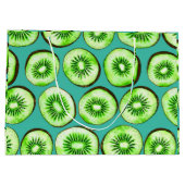 Kiwiスライスのターコイズ ラージペーパーバッグ (裏面)