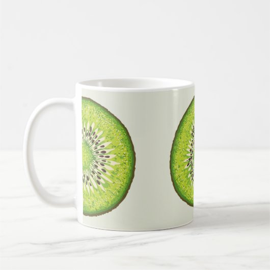Kiwiスライスイラストレーションパターン コーヒーマグカップ (左)