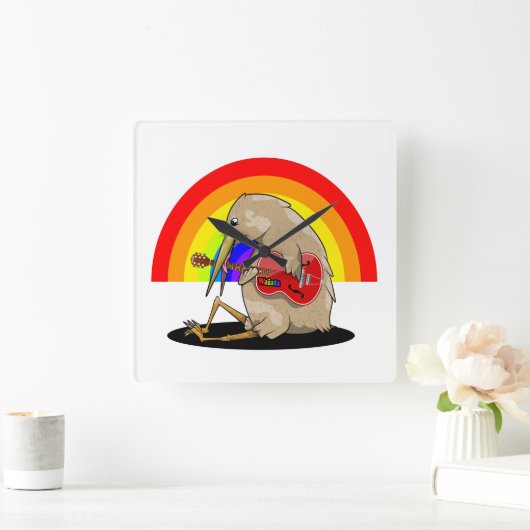 kIWI遊アコースティックギター スクエア壁時計 (ホーム)