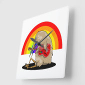 kIWI遊アコースティックギター スクエア壁時計 (傾斜)