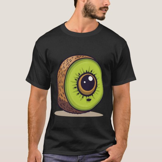 Kiwi Alien – Fresh Cute Fruit Art Tシャツ (正面)