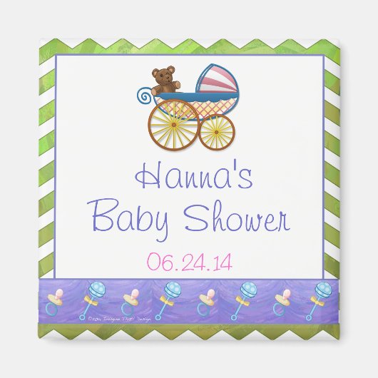 Kiwi Bash 緑のシェブロン ベビー用品 マグネット (正面)