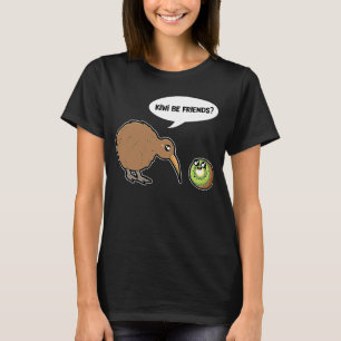 Kiwi Be Friendsかわいいキウイバードとキウイフルーツ Tシャツ