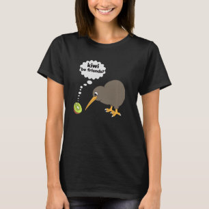 Kiwi Be Friendsかわいいキウイバードとキウイフルーツ Tシャツ