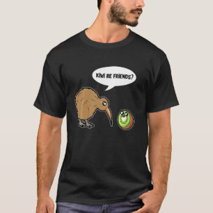 Kiwi Be Friendsかわいいキウイバードとキウイフルーツ Tシャツ
