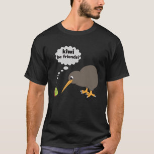 Kiwi Be Friendsかわいいキウイバードとキウイフルーツ Tシャツ