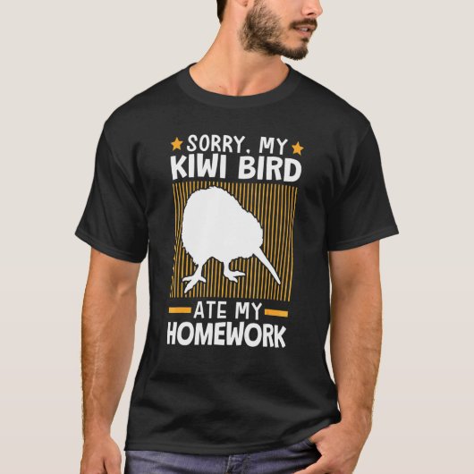 Kiwi Bird私の食べ宿題Flightless Kiwi Bird Tシャツ (正面)