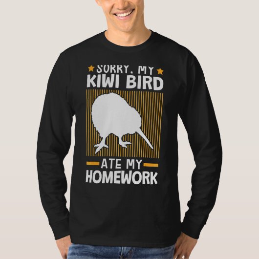 Kiwi Bird私の食べ宿題Flightless Kiwi Bird Tシャツ (正面)