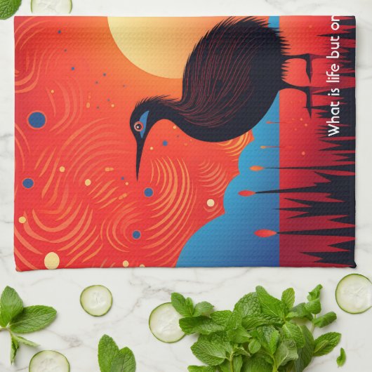 Kiwi Bird at Twilight キッチンタオル (折り畳み)