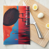 Kiwi Bird at Twilight キッチンタオル (四つ折り)