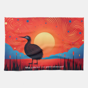 Kiwi Bird at Twilight キッチンタオル