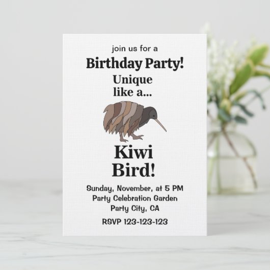 Kiwi Bird Birthday Party 招待状 (スタンド正面)