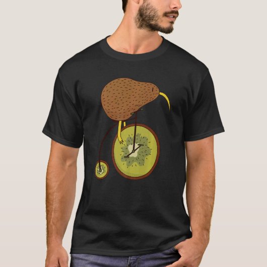 Kiwi bird riding a kiwi bike  animal & fruits bicy tシャツ (正面)