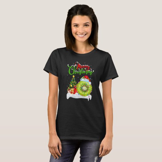Kiwi Fruit  Xmas Decorations Santa Kiwi Fruit Chri Tシャツ (正面フル)