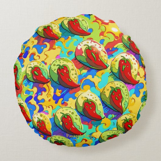 Kiwi Inferno - Pineapple Empire ラウンドクッション (裏面)