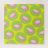 Kiwi Pop Art Fruit Pattern in Chartreuse and Pink ジグソーパズル (縦)