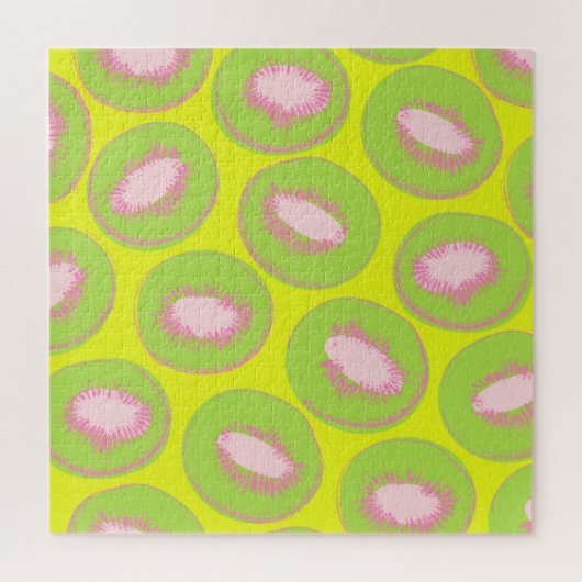 Kiwi Pop Art Fruit Pattern in Chartreuse and Pink ジグソーパズル (縦)