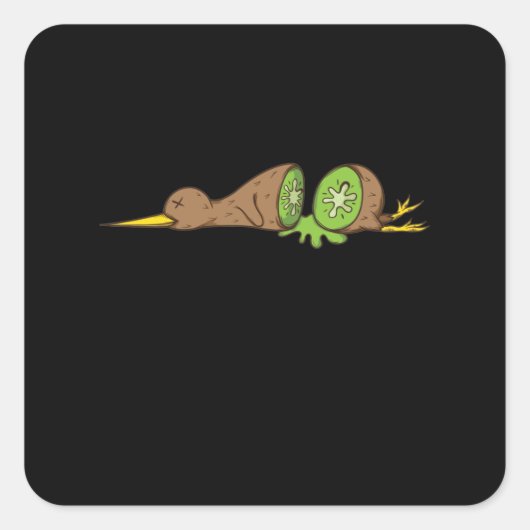 Kiwi Vogel aufgeschnitten wie eine Kiwifrucht スクエアシール (正面)