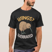 Kiwi Wings Overrated Flightless Bird Humor Tシャツ (正面)