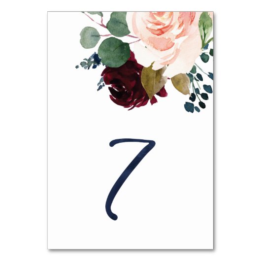 KJの水彩画の青いフォント#7のための数を台に置いて下さい テーブルナンバー (正面)