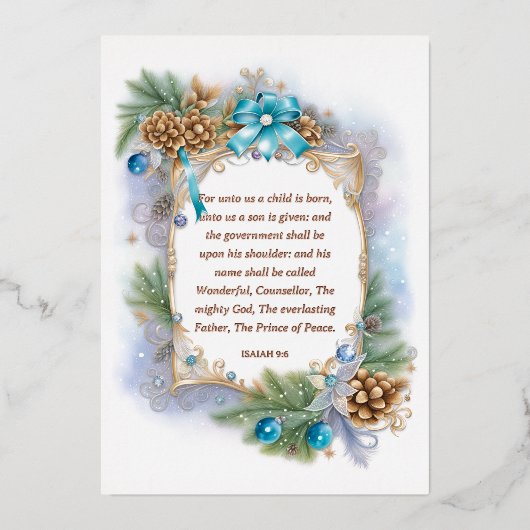 KJVイサイエレガントア聖句クリスマス 箔シーズンカード (正面)